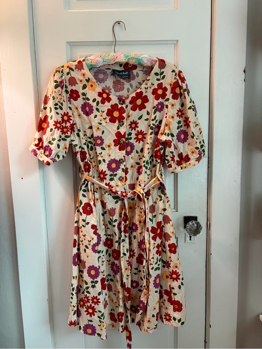 ModCloth Floral Button-Front A-Line Dress